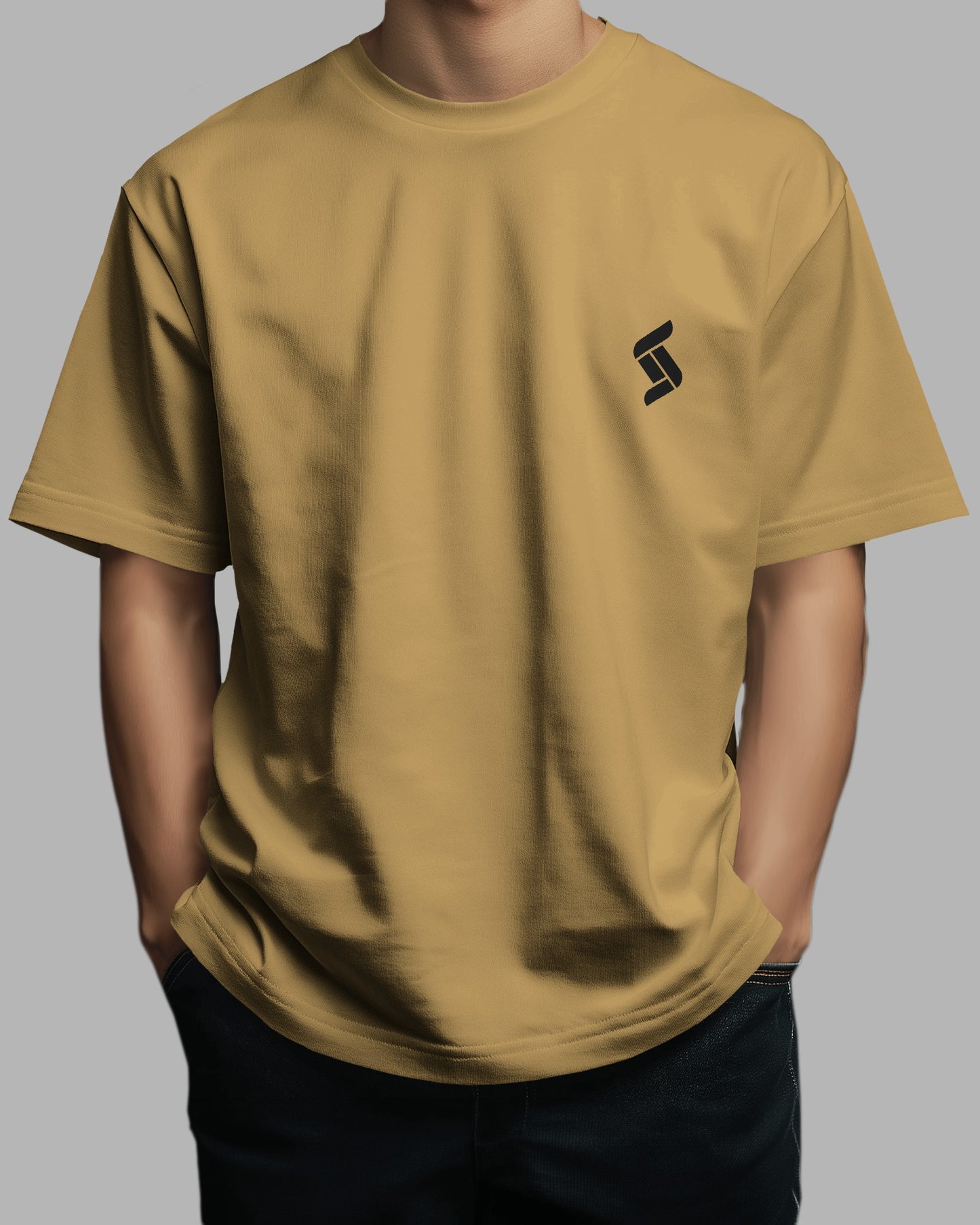 Solid Oversize Fit Tshirt - Black/Beige - Unisex