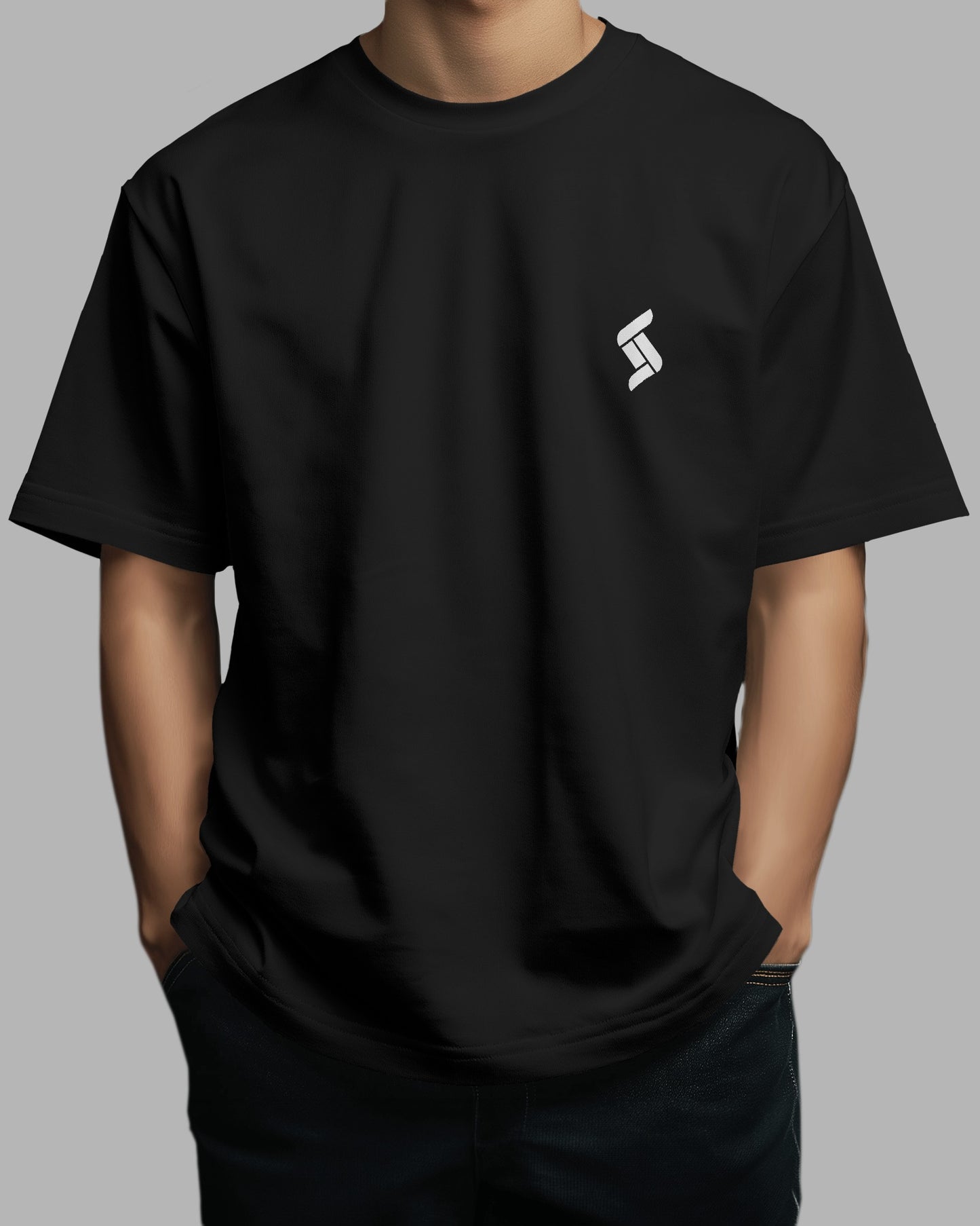 Solid Oversize Fit Tshirt - Black/Beige - Unisex
