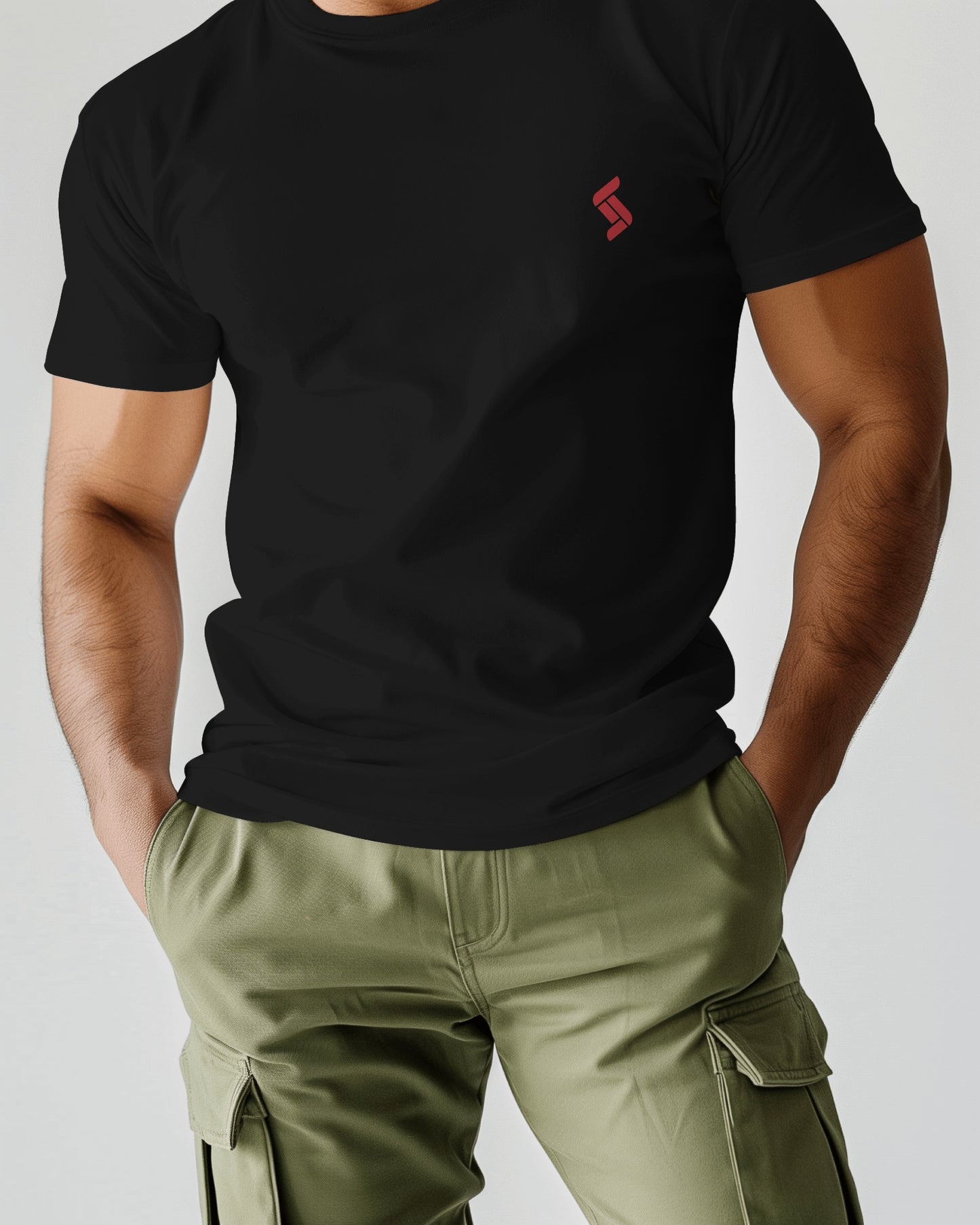 Solid Regular Fit Tshirt - Black/Beige - Unisex
