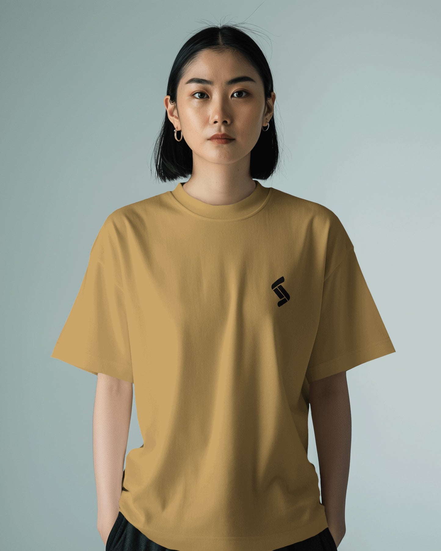 Solid Oversize Fit Tshirt - Black/Beige - Unisex