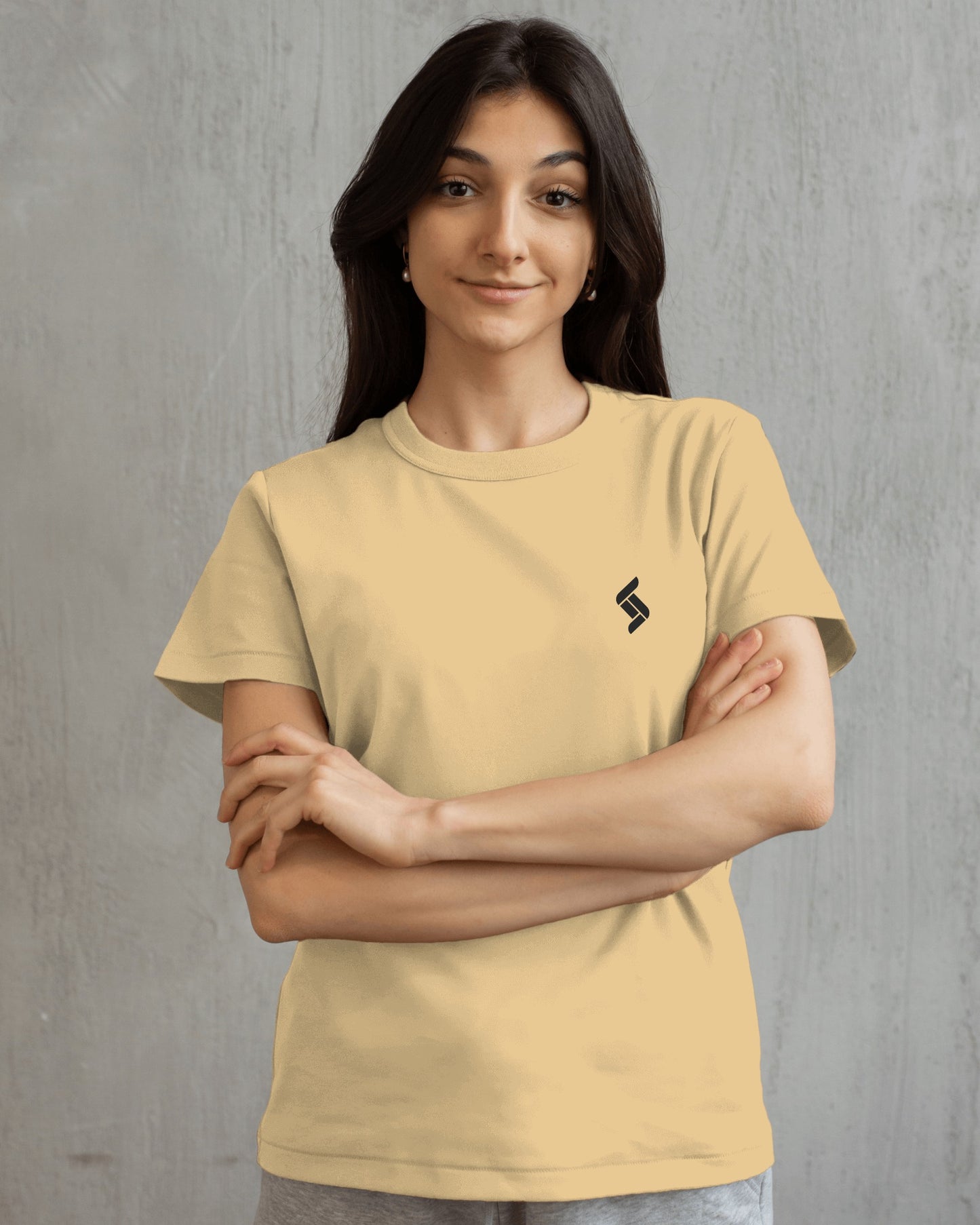Solid Regular Fit Tshirt - Black/Beige - Unisex