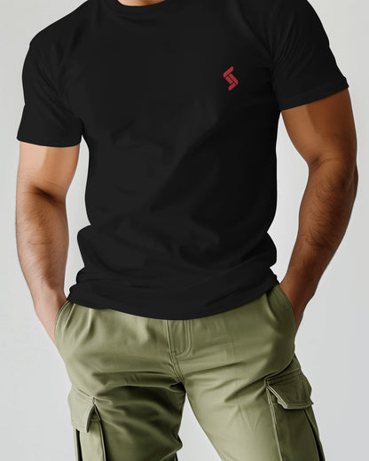 Solid Regular Fit Tshirt - Black/Beige - Unisex