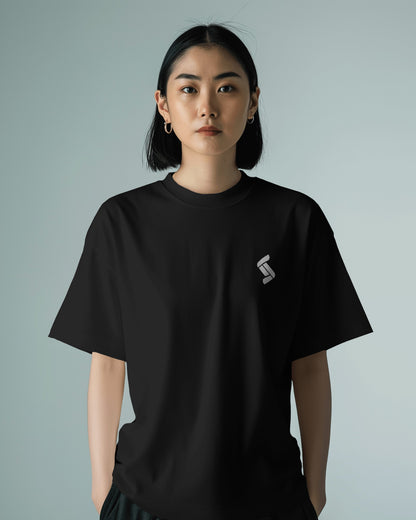 Solid Oversize Fit Tshirt - Black/Beige - Unisex