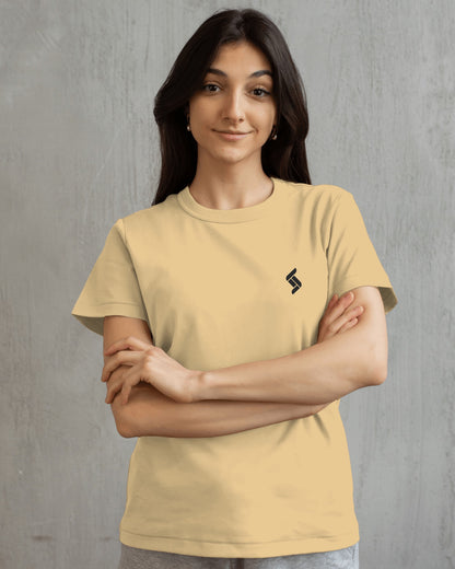 Solid Regular Fit Tshirt - Black/Beige - Unisex